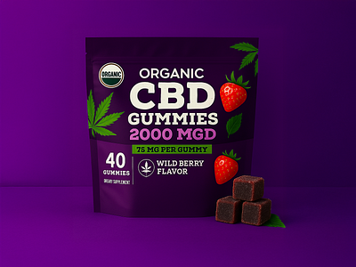 Organic Wildberry CBD Gummies Packaging Design app branding creative design digital agency food package graphic design illustration logo package design product design ui vector
