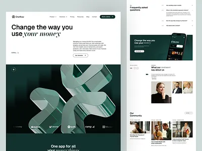 Oneflow money management 💰✨ branding clean design graphic design illustrator landingpage logo minimal oneflow ui ux webpage website