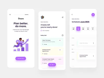 Minimal Task Manager App UI dailyplanner design minimalui mobileappui pastelui productivityapp taskmanager todo uiux