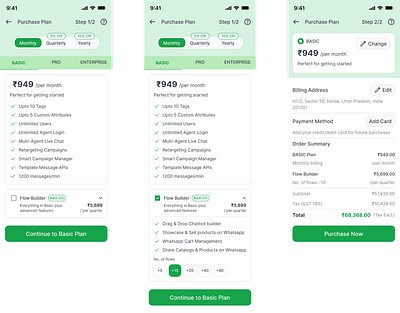 Subscription Page - Redesign AIsensy Assignment checkout design mobile app subscription ui ux
