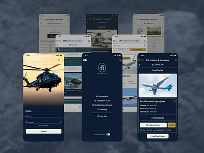PM Aviation & Aerospace – Prime Market Mobile UI/UX aircraft marketplace animation aviation design creative studio defineberry figma mobile app mobile app design prototyping ui design ux design web app web development