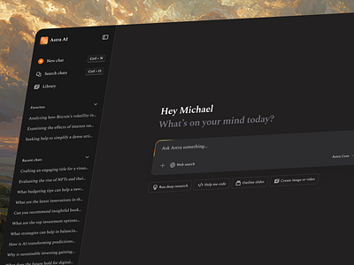Astra AI ✨ - AI chatbot web app dark mode ai assistant ai chatbot ai design artificial intelligence chat bot chatgpt chatting claude clean dark mode dashboard ui deepseek gemini message minimalist perplexity text web app