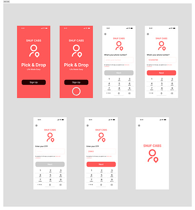 SNUF CABS - UI design for learning purpose | Number & OTP Entry figma graphic design ui ui uxi