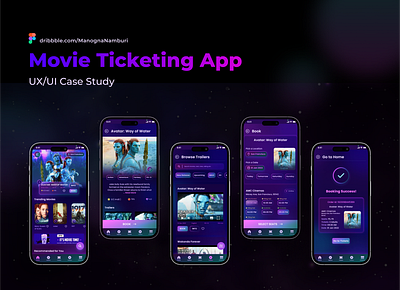 Movie Ticketing App - Case Study adobe android app app design casestudy color design designer figma front end interaction design ios movie photoshop product design typography ui ui ux user experience ux