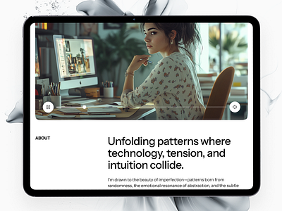 Portfolio. iPad view. about section clean design design interface ipad minimalistic player ui typography ui ui design ux ux design video section web design webdesign white whitespace