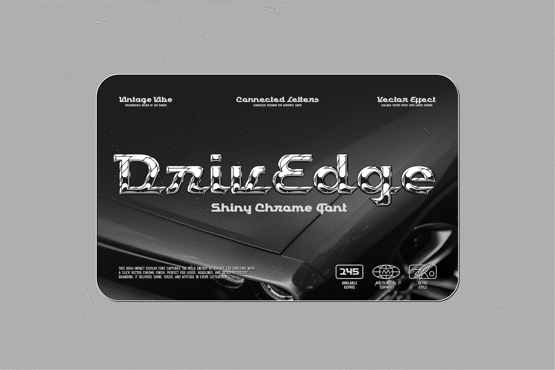 DrivEdge - Shiny Chrome Font alphabet branding design font illustration lettering type typeface typography ui