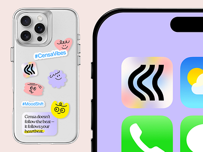 Censa Branding ( Sticker & App icon ) brand branding emotional fingerprint happy id logo mark mode mood personal sad sound wave