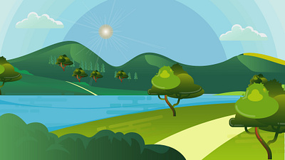 Winding Forest Road: Flat Design Scenic Countryside Drive scenic road