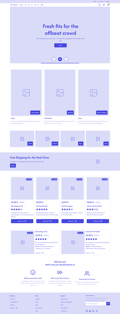 E-commerce wireframes blueprint apparel banner blueprint ecommerce ecommerce homepage fashion website homepage product card uiux ux ux design ux process uxdesign uxflow wireframe