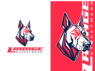 LARAGE STREETWEAR Brand logo design. adobe illustrator adobe photoshop animal logo doberman doberman illustration doberman logo doberman mascot dog brand design dog character logo dog cloth logo dog fashion logo dog graphic design dog illustration dog logo dog mascot dog product design earth shohag logo design modern dog logo playful dog logo