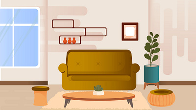 Cozy Living Room: Flat Design Modern Home Interior Illustration modern home