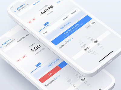Mobile trading amount button chart clean crypto forex iphone market mobile money nasdaq payment picker screen stock trading ui volume wallet white