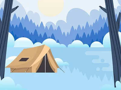 Winter Wonderland: Flat Design Snowy Landscape & City Park creative design
