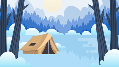 Winter Wonderland: Flat Design Snowy Landscape & City Park creative design