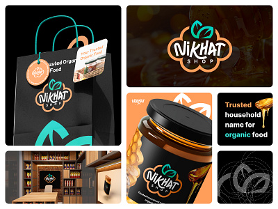 NIKHAT SHOP Organic Food Shop Branding branding combination mark foods honey nuts organic food packaging playful pure foods