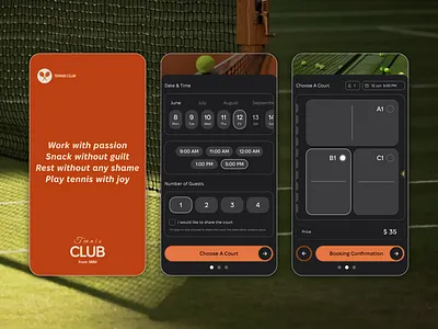Tennis Schedule App app booking confirmation mobile schedule ui uidesign