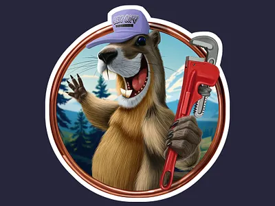 Lilac City Plumbing Mascot Caricature animal art caricature character design digital art digital illustration illustration marmot mascot photoshop plumbing portrait