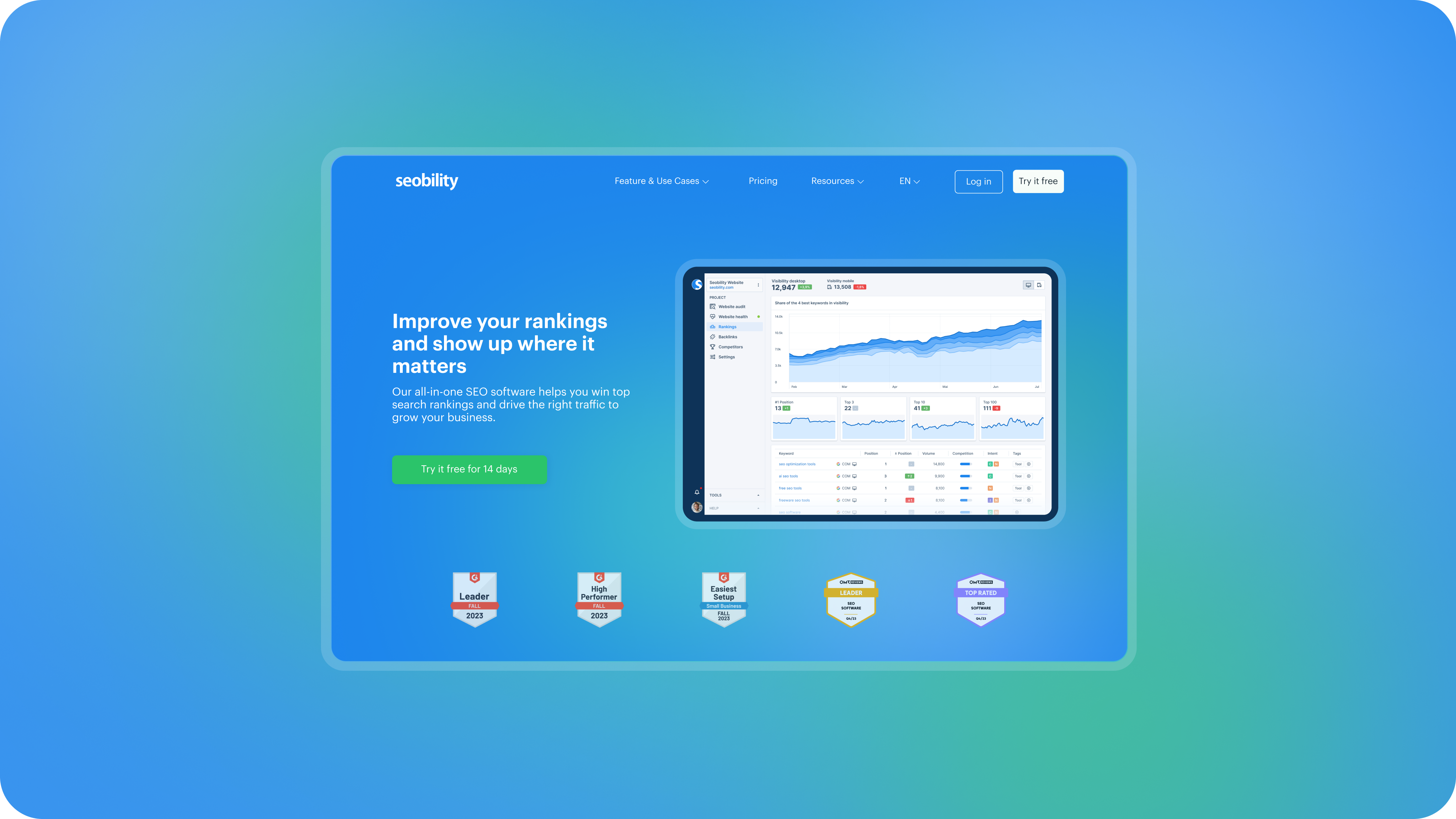 seobility | redesign | ui/ux app branding design graphic design landing page ui web design