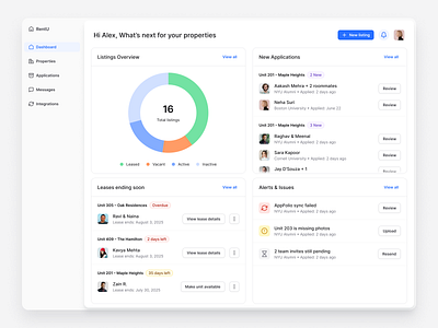 Peer to Peer Renting Experience api buy cards dashboard integration listing property real estate rent sell