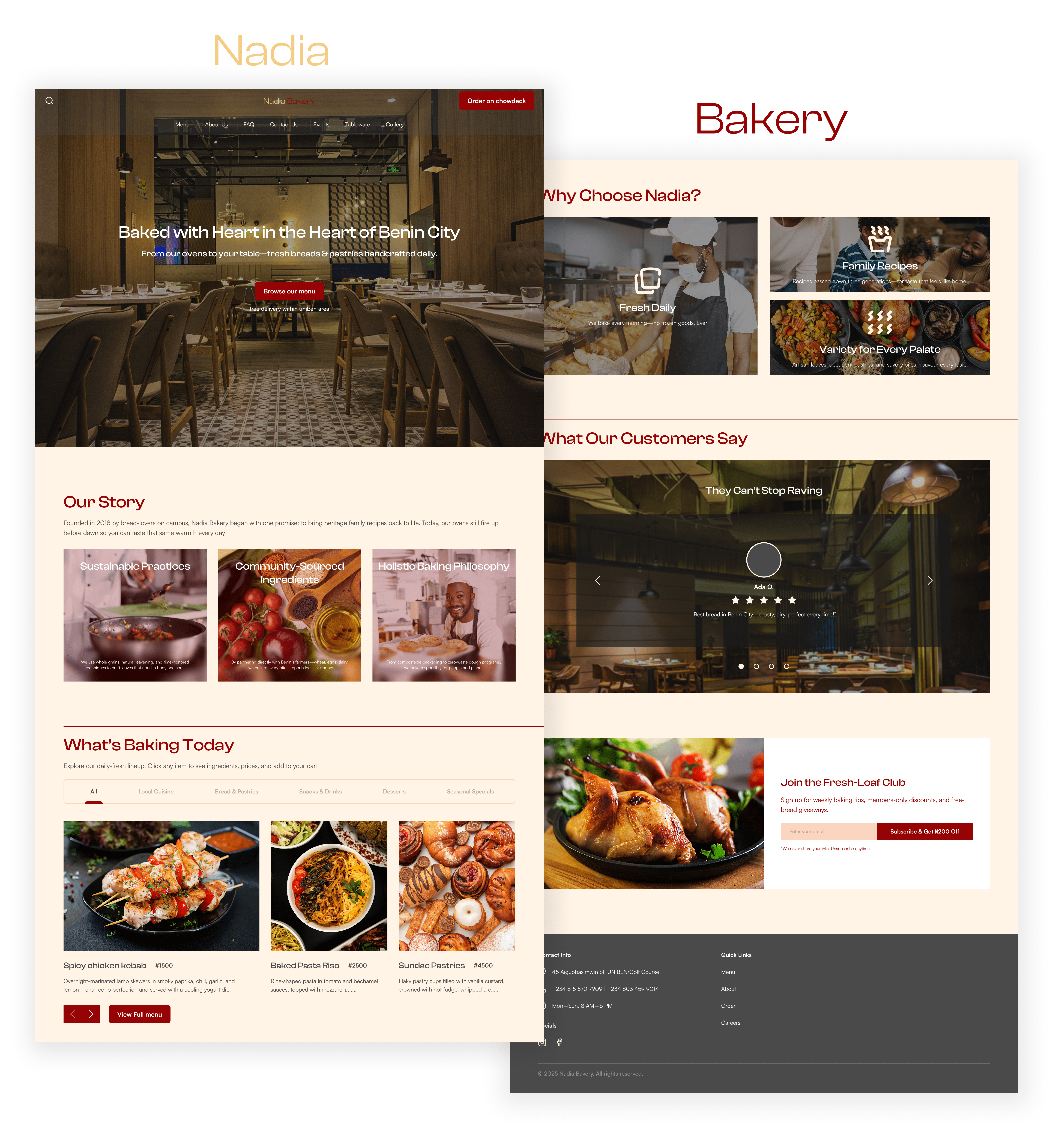 Nadia Bakery - website design figma figma design landing page ui ui design uiux user interface ux design web design website website design