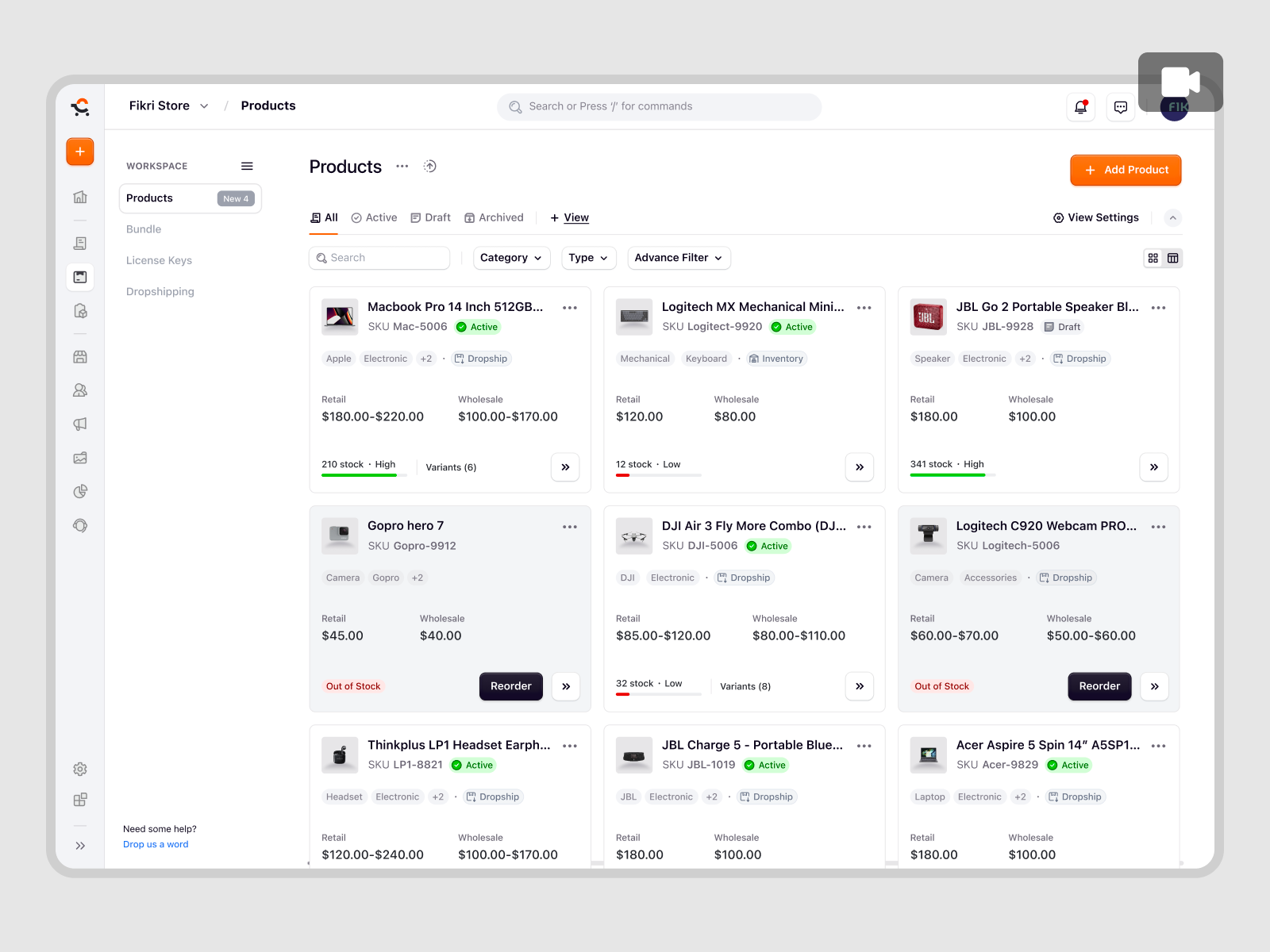 Example of Ecomiq – Add Product Variants & Track Sales Performance