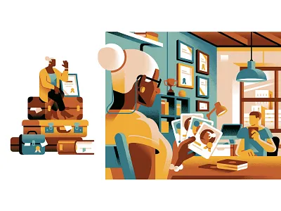 Institute of Directors - Where have all the young people gone? article editorial geometric illustration interview job luggage magazine old recruitment retirement young