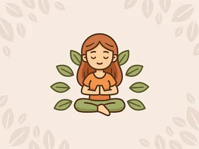 Yoga Girl branding cartoon character digital feminine flat funny girl graphic design health illustration leaf logo mascot meditation nature outline vector woman yoga