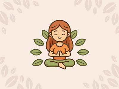 Yoga Girl branding cartoon character digital feminine flat funny girl graphic design health illustration leaf logo mascot meditation nature outline vector woman yoga