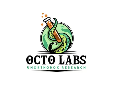 Octo Labs - logo design branding cthulhu experiment illustration lab logo logo design octopus science tentacle vial