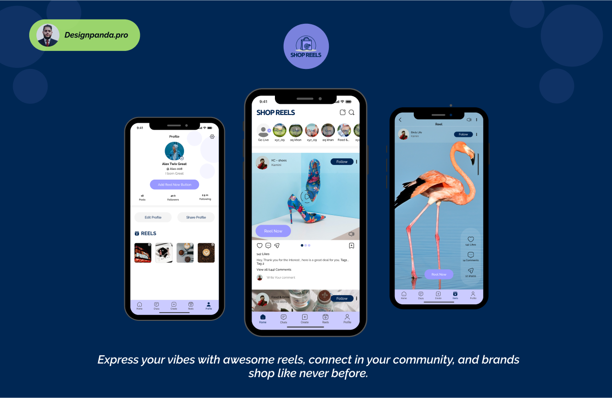 Shop Reels : Brands Social Media - Mobile Application android app best branding creative design development graphic design illustration ios media mobile app reels shop shots social ui user ux