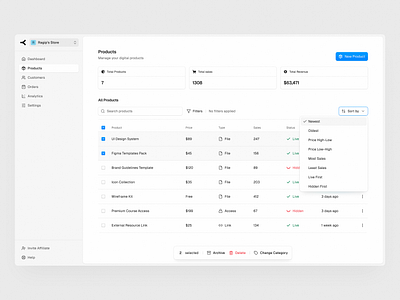 Products Page Dashboard dashboard dashboard ui product design saas ui