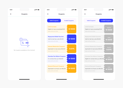 Loan App Coupon Design app app design design fintech fintech mobile app loan app product design ui uiux user experience ux ux design