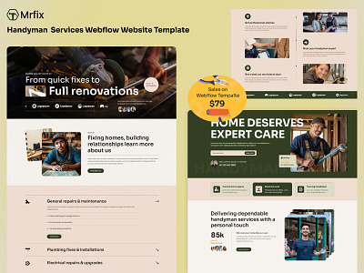 Mrfix- Handyman Renovation Services Website Webflow Template business carpentry services construction services contractor website electrical repair home renovation home repair interior services modern webflow design plumbing services responsive seo friendly ui web design web development webflow webflow template