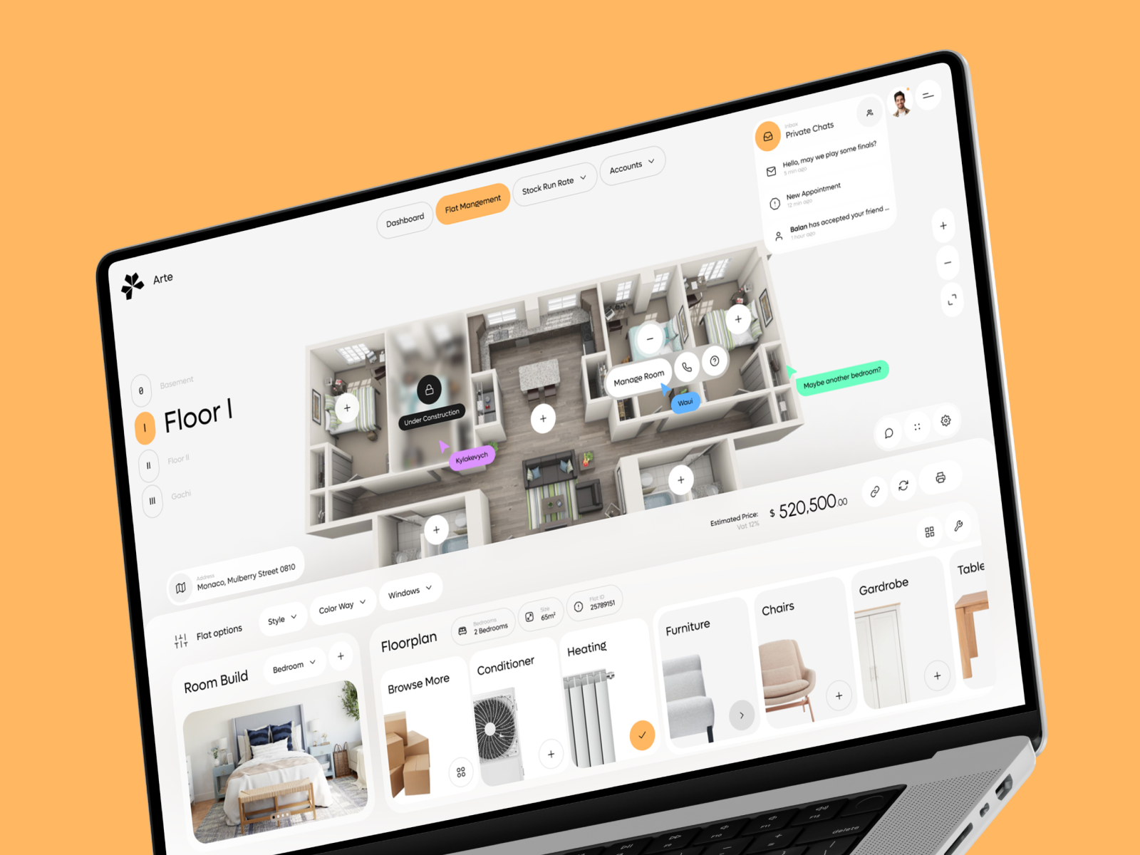 ARTE - Real Estate Dashboard 3d ai apartment app ar crm dashboard design estate interface product property real estate saas service software ui ux visualization web
