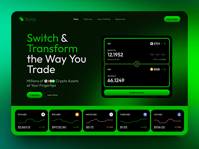 Web Design – Crypto Swap Platform UI crypto crypto dashboard crypto platfrom crypto trading crypto wallet cryptocurrency dark ui defi design fintech interface product design trading platform trading platfrom ui ux web dashboard web design web ui website design