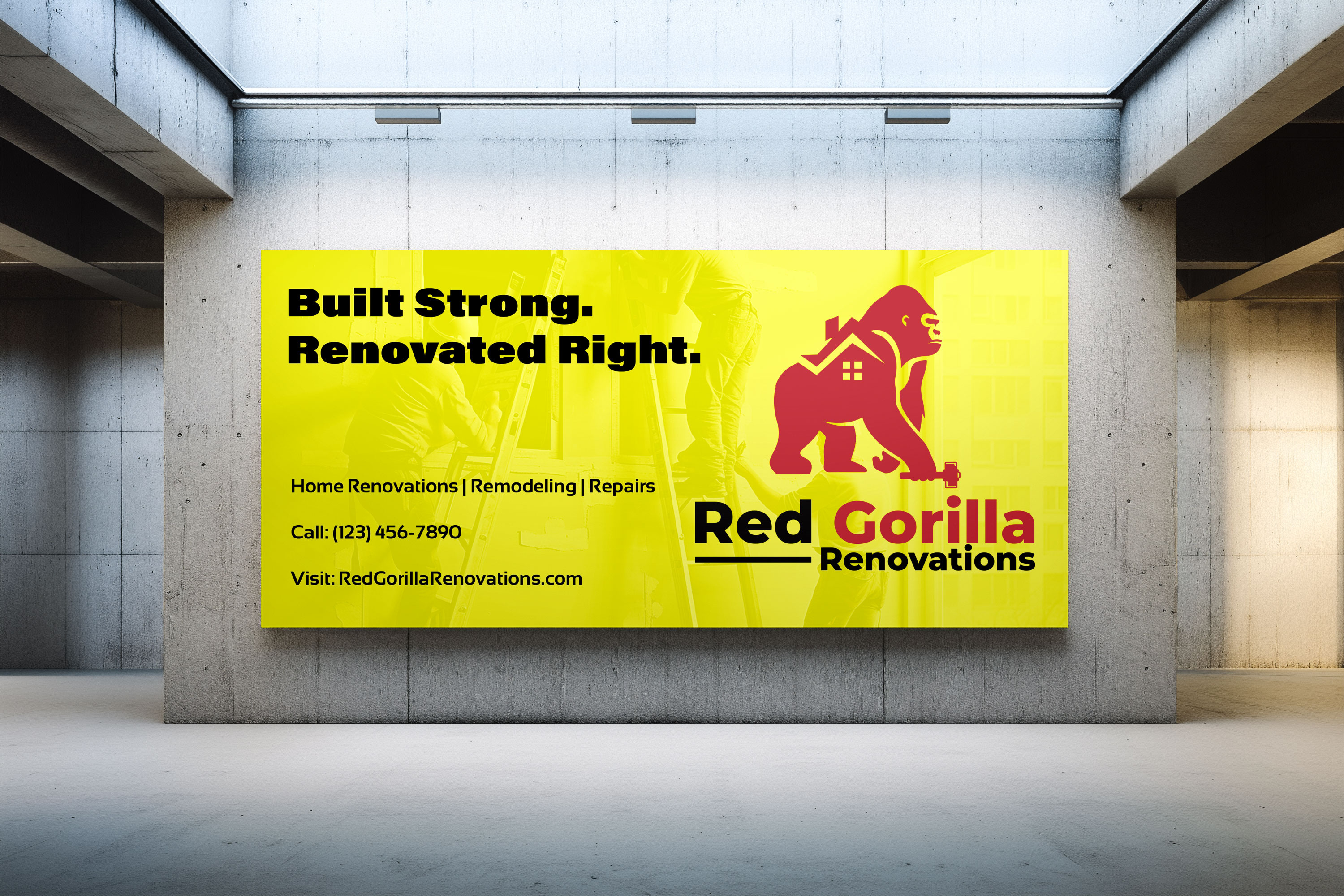 Red Gorilla Renovation advertisment bill board board branding design graphic design marketing minimalist logo renovation