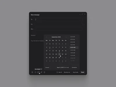 Schedule email — Untitled UI date picker email new message product design schedule ui design user interface