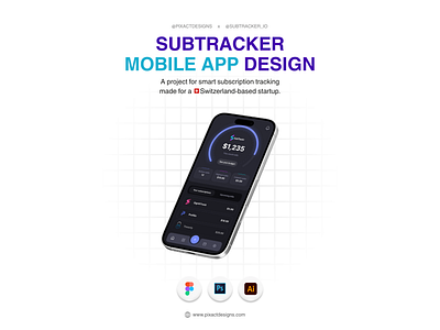 Subtracker Mobile App Design by Pixact app case study graphic design mobile app mobile app design tracking app design ui design ui ux ux design