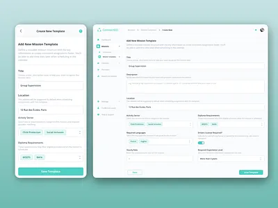 Mission Template Creator – ConnectED Platform dashboarddesign forms mobileui product design responsive design uiux webapp