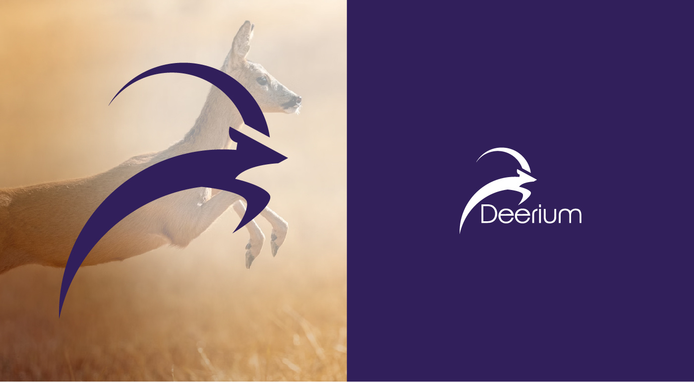 Deerium – Jumping Deer Minimal Logo Concept animal branding clean design custom logo deer graphic design identity illustrator logo minimal modern symbol vector
