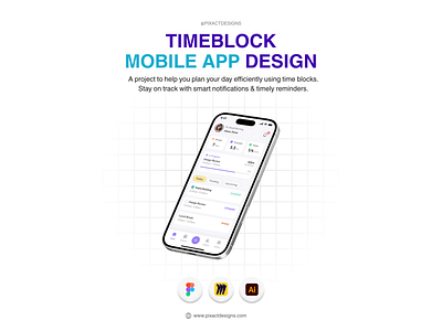 TimeBlock Mobile App Design by Pixact app branding case study design mobile mobile app mobile app design project management ui ui ux ux design