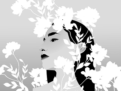 Bright flowers abstract branding composition design floral flowers gray grayscale illustration laconic lines minimal pattern portrait portrait illustration poster wedding illustration weddings