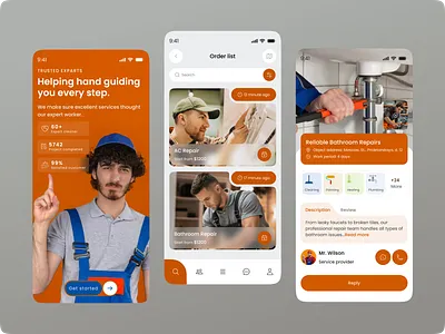Home Service Mobile App app design application design graphic design home care home service house work interaction design interface mobile mobile app mobile application mobile screen mobile ui service app ui user experience user interface utilities ux