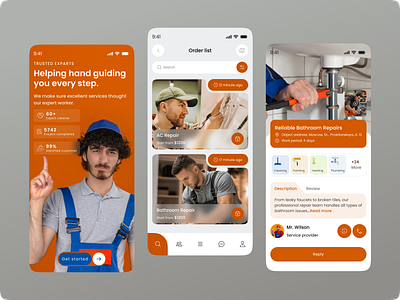 Home Service Mobile App app design application design graphic design home care home service house work interaction design interface mobile mobile app mobile application mobile screen mobile ui service app ui user experience user interface utilities ux