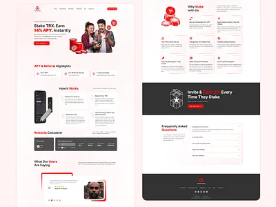 TRON (TRX) Staking Landing page Design tron trx staking rewards ui ux