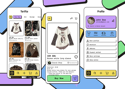 Torifto: Thrift Platform UI/UX apparel application clothing graphic design mobile prototype thrift ui ui ux