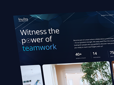 Inuits | Team Augmentation Website: Careers careers dark dark mode herosection landing page team team augmentation ticket ui uidesign