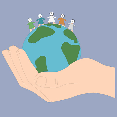 Child Diversity Around the Earth in a Hand youth