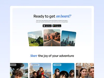 Travel App Website Design adventure app booking carousel clean design cta flight landing page mobile app onboard planner planning tourism travel trip ui design vacation web web design website