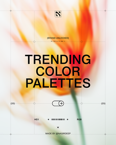 TRENDING COLOR PALETTES - Carousel Post brand colors branding palettes carousel cmyk color color palettes colortrends creative creative color graphic design grid layout hex instagram palette post poster rgb social media trendning typography
